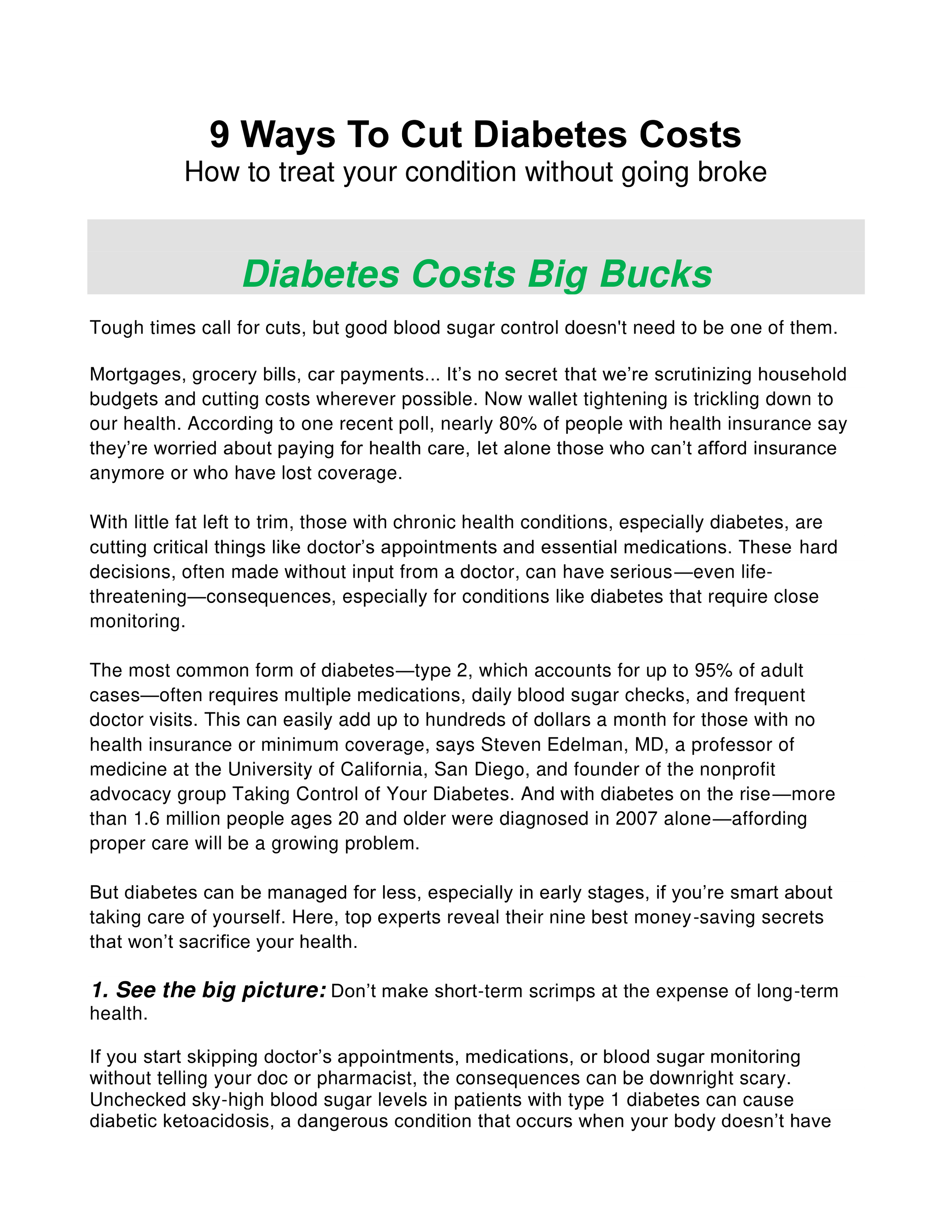 Diabetes on a Budget: 9 Ways to Save with Diabetes