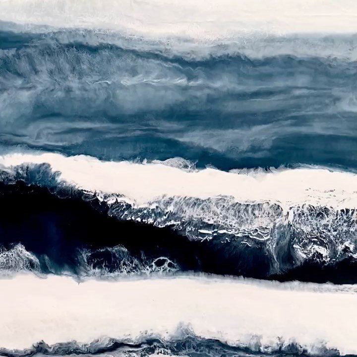 &quot;Whispy Waves&quot; 30x24&quot;⁠⠀
Original encaustic on wood⁠⠀
NEW PAINTINGS available online now at Serena &amp; Lily⁠⠀
⁠⠀
Are you drawn to the water's edge regardless of the sun? Are you the kind of beach person that revels in the elements whe