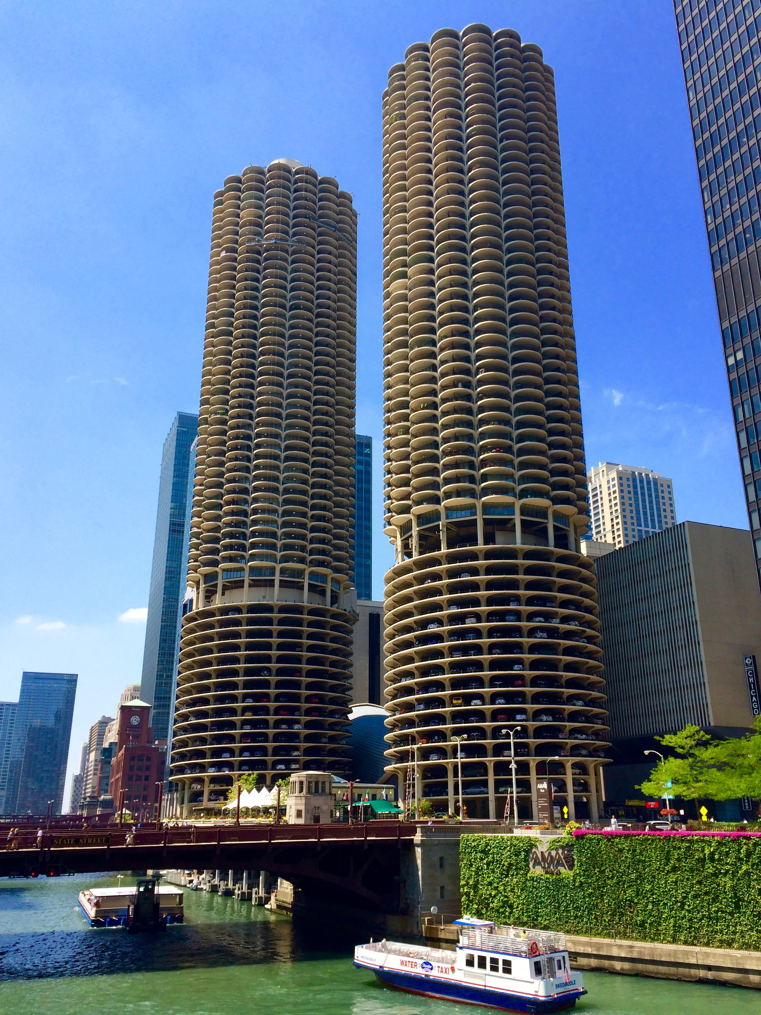 Corn cob towers of Goldberg's Marina City in the Chicago loop.