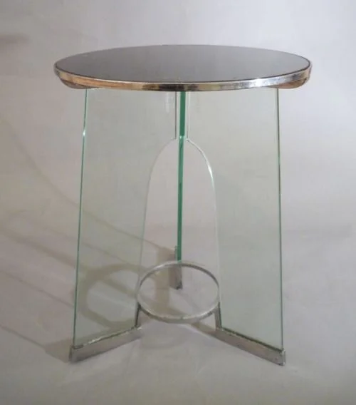 Gio Ponti Rationalist Occasional Table, 1932: Black tempered glass top and clear tempered glass