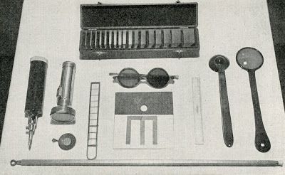 Medical tools via "Nursing in Diseases of the Nose, Eyes, Ears, Throat," 1949