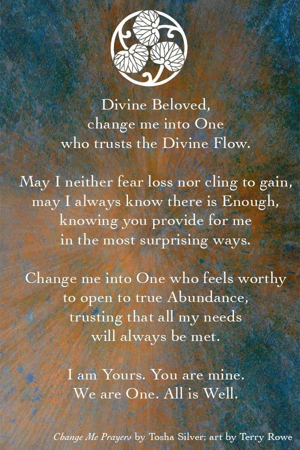 Photo and prayer: Tosha Silver, artwork by Terry Rowe