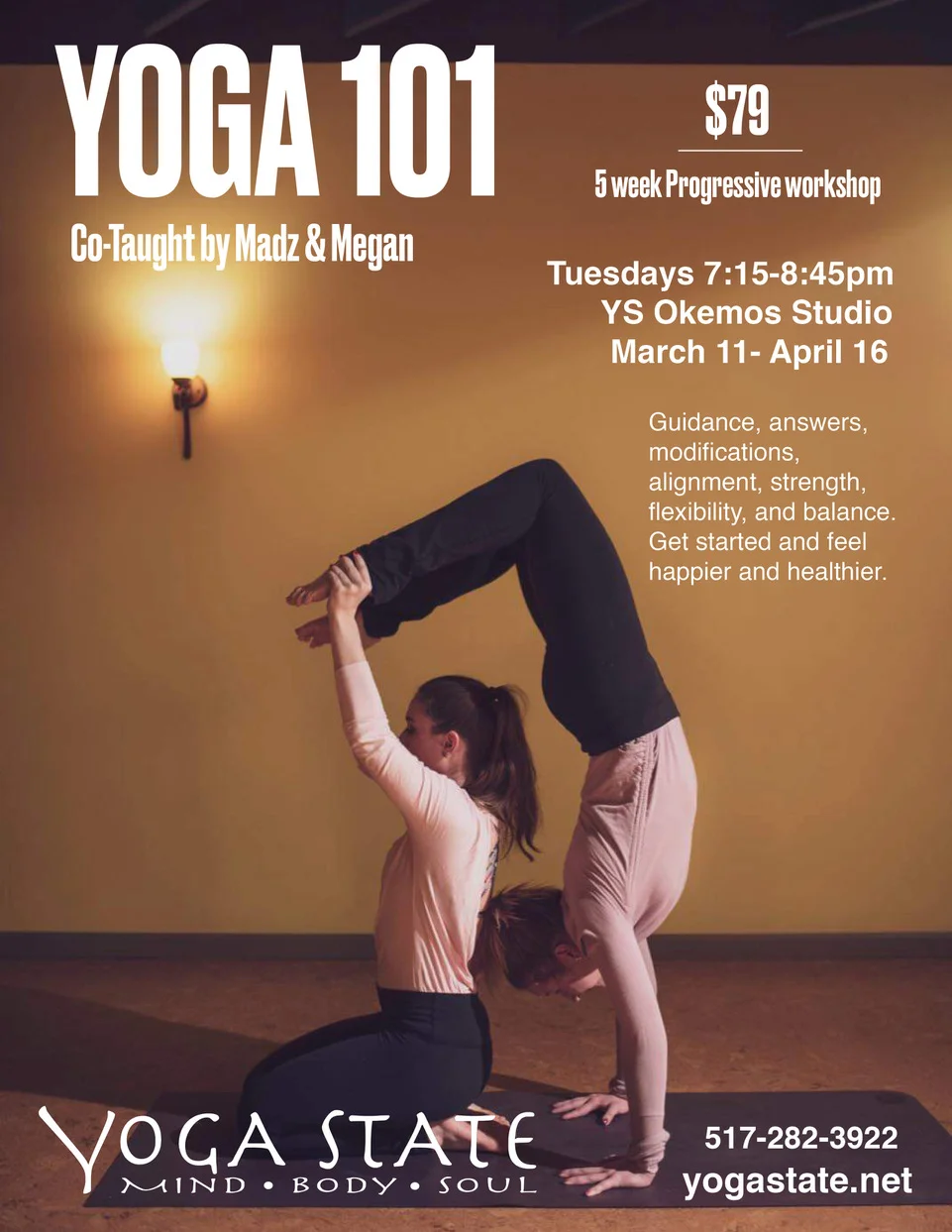 Yoga 101 Workshop March 12th - April 16th (skip April 2nd)