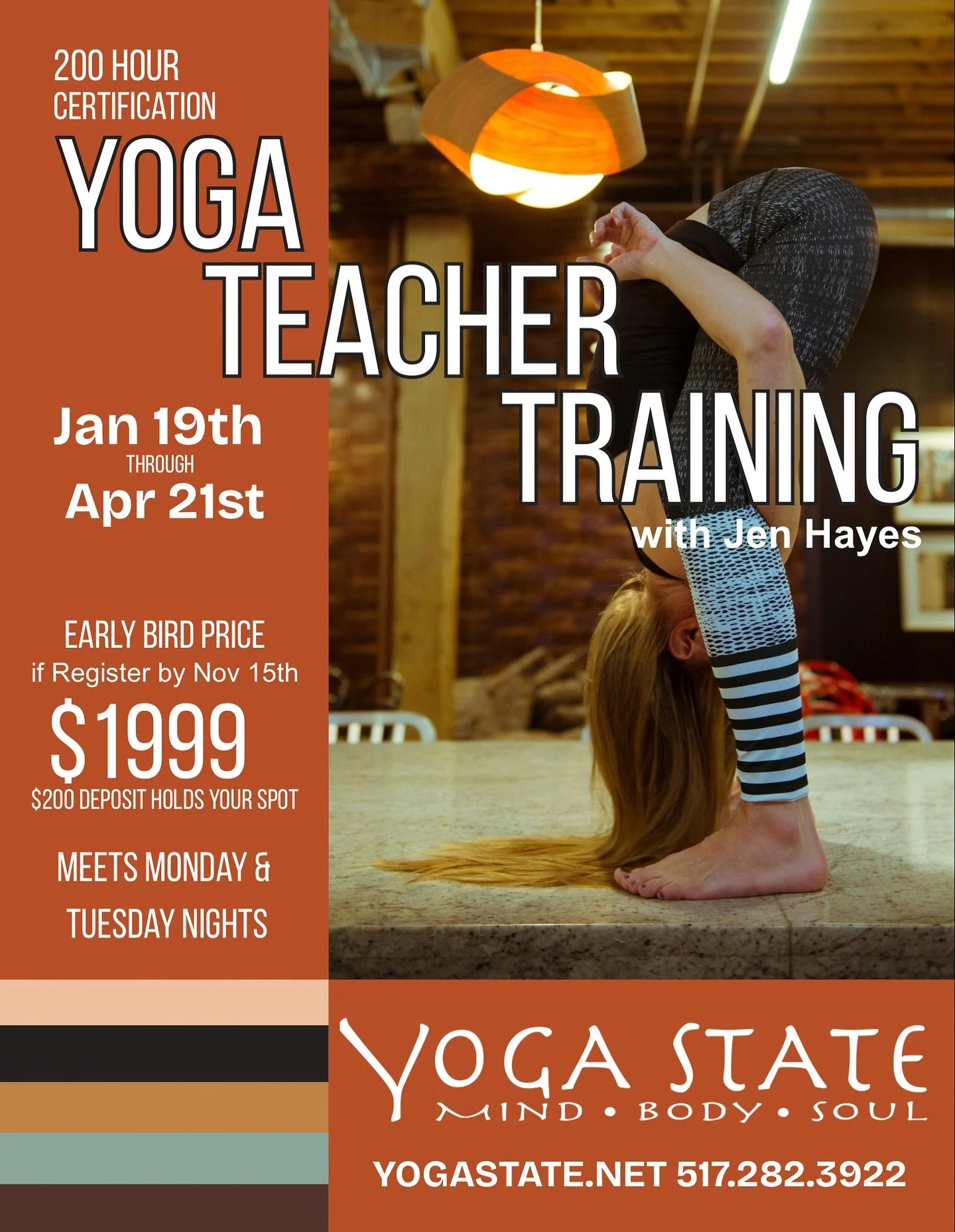 This isn&rsquo;t just yoga teacher training, it&rsquo;s life training. From January 19th - April 21st, you&rsquo;ll develop the skills to feel stronger, clearer, and more energized every day. The 21st Yoga State Teacher Training meets you where you a