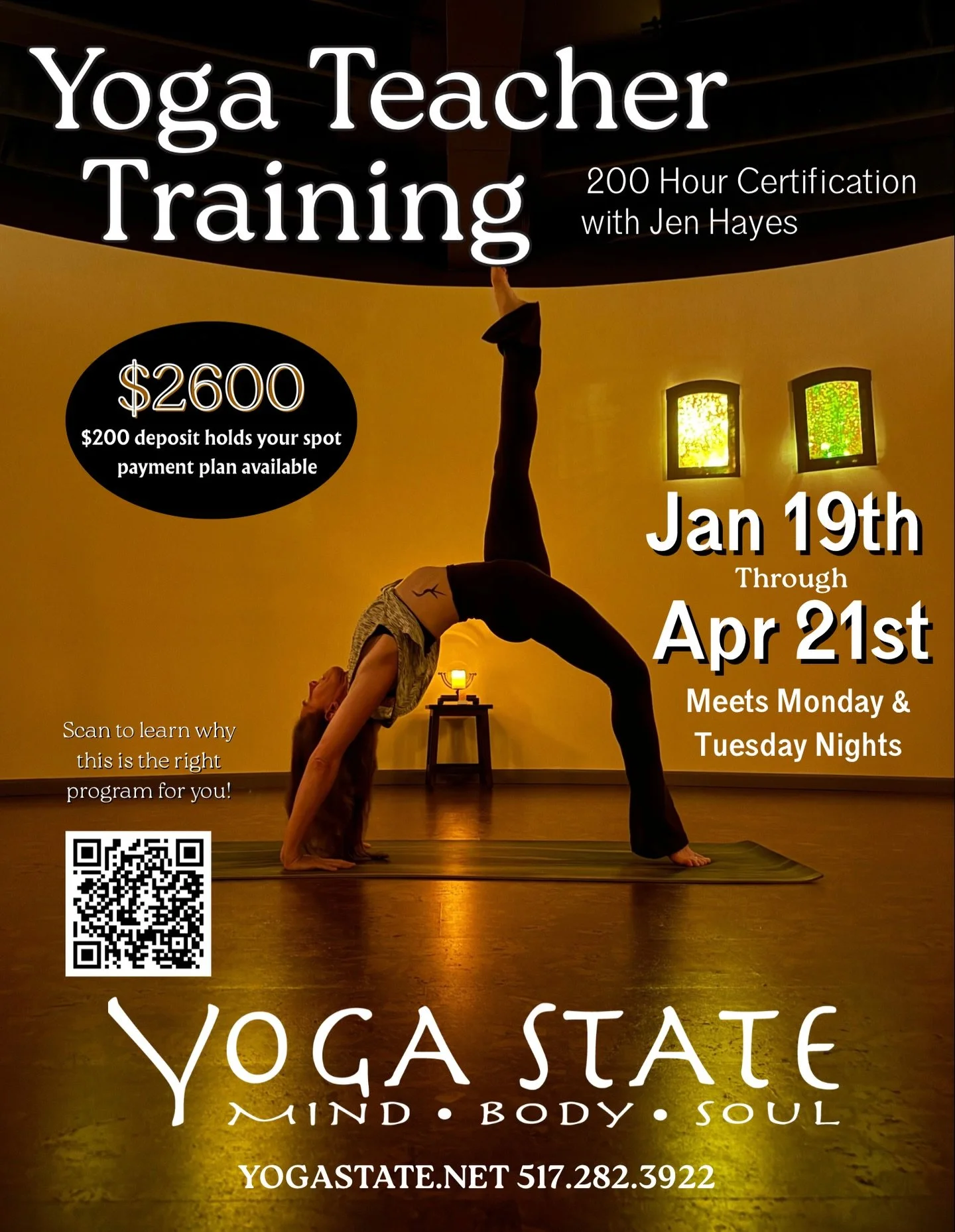 You don&rsquo;t have to feel &ldquo;ready.&rdquo;
You just have to be willing.

This 200-Hour Yoga Teacher Training is for someone who wants more. After completing this training through Yoga State, you'll have more confidence, more understanding, mor