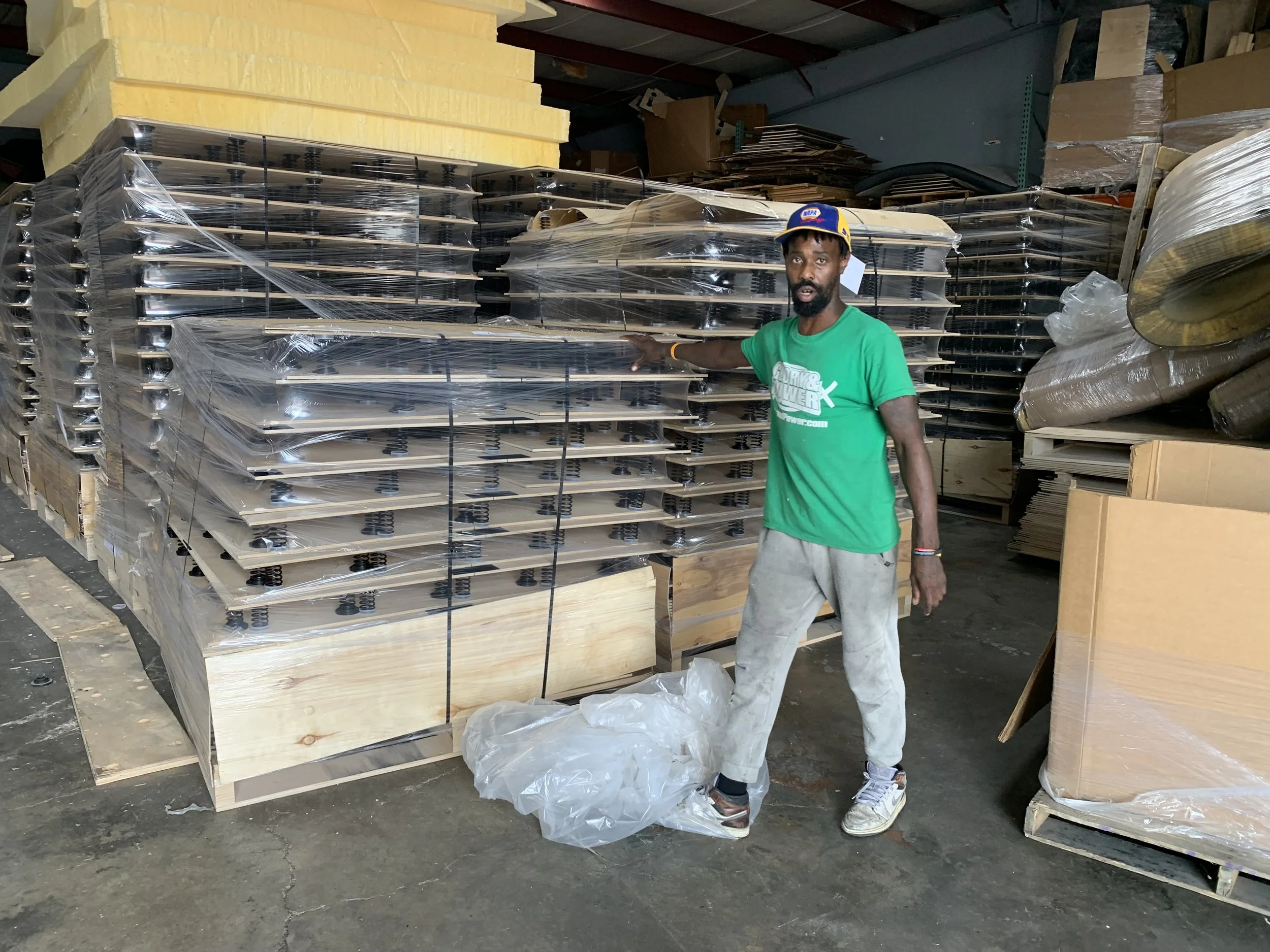 54' x 42' Cheer Spring Floor  with 1 3/8 Inch Thick, Carpet Bonded Foam