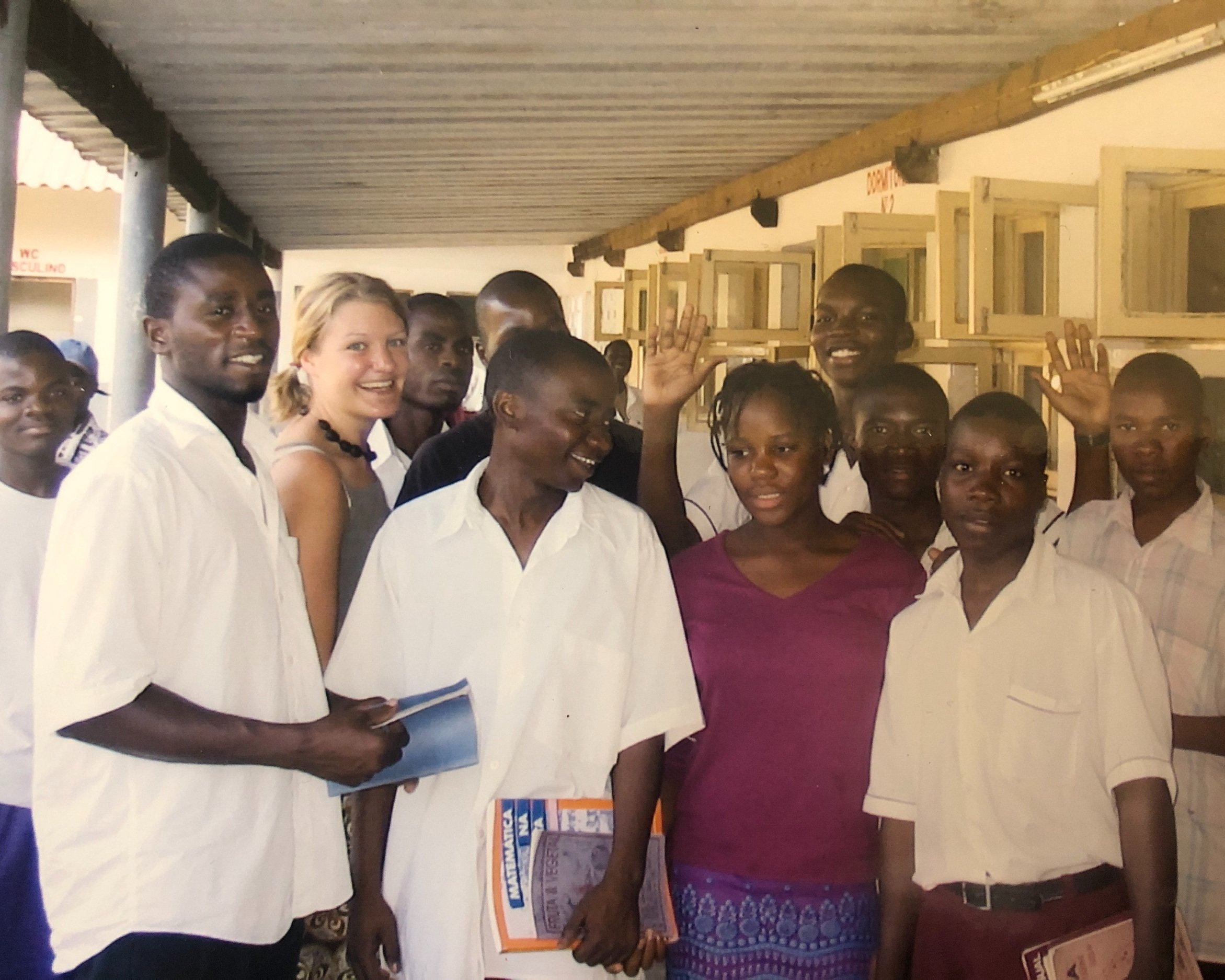 Ali with her students in Mozamique circa 2003.