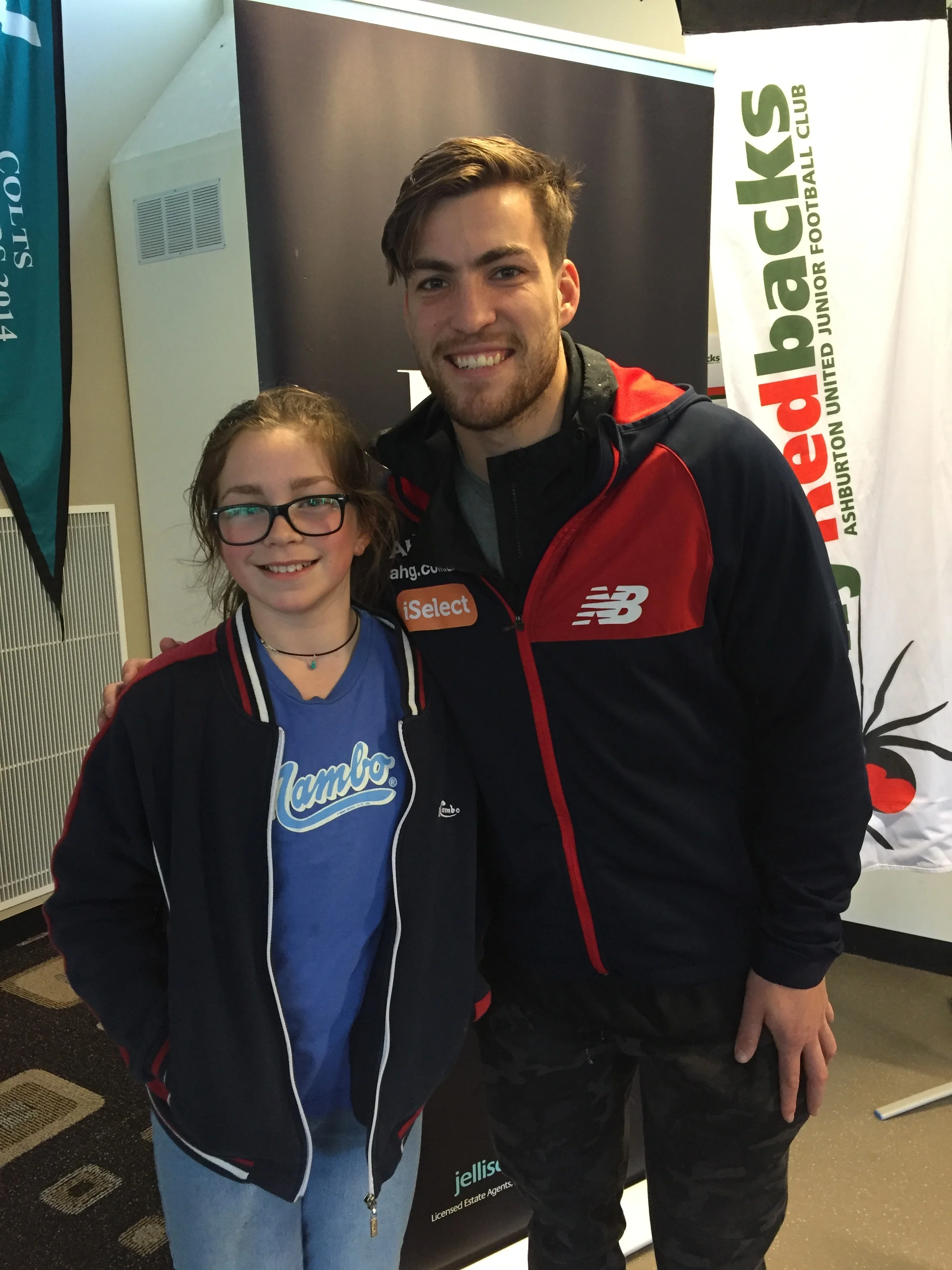 Ginger from Cambridge Dental U12 Girls was lucky to hangout with Jack last August when he dropped in for a training session with the U12 Black team. Go the Dees!