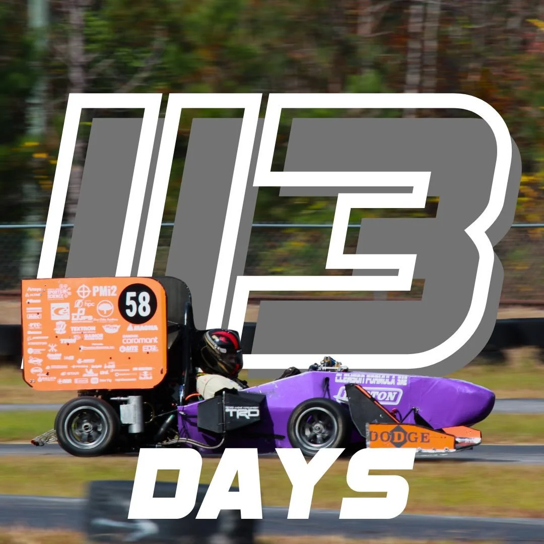 We are officially 113 days from competing at Michigan with the Tiger 26! Let&rsquo;s go Tigers! #113 #Tiger26 #ClemsonFSAE #FSAE #competition