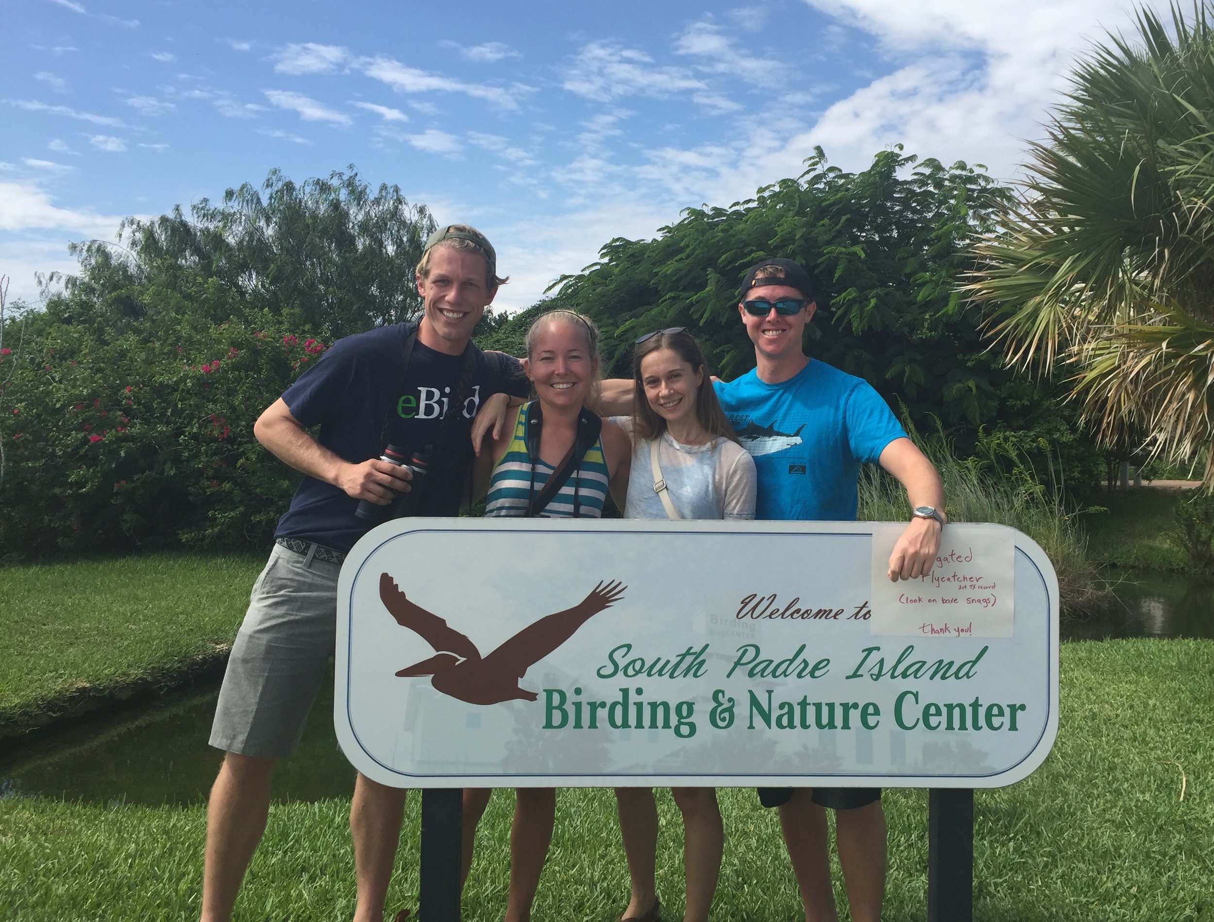 The birding crew celebrates a new life bird for all of us! Birding with friends is the best.