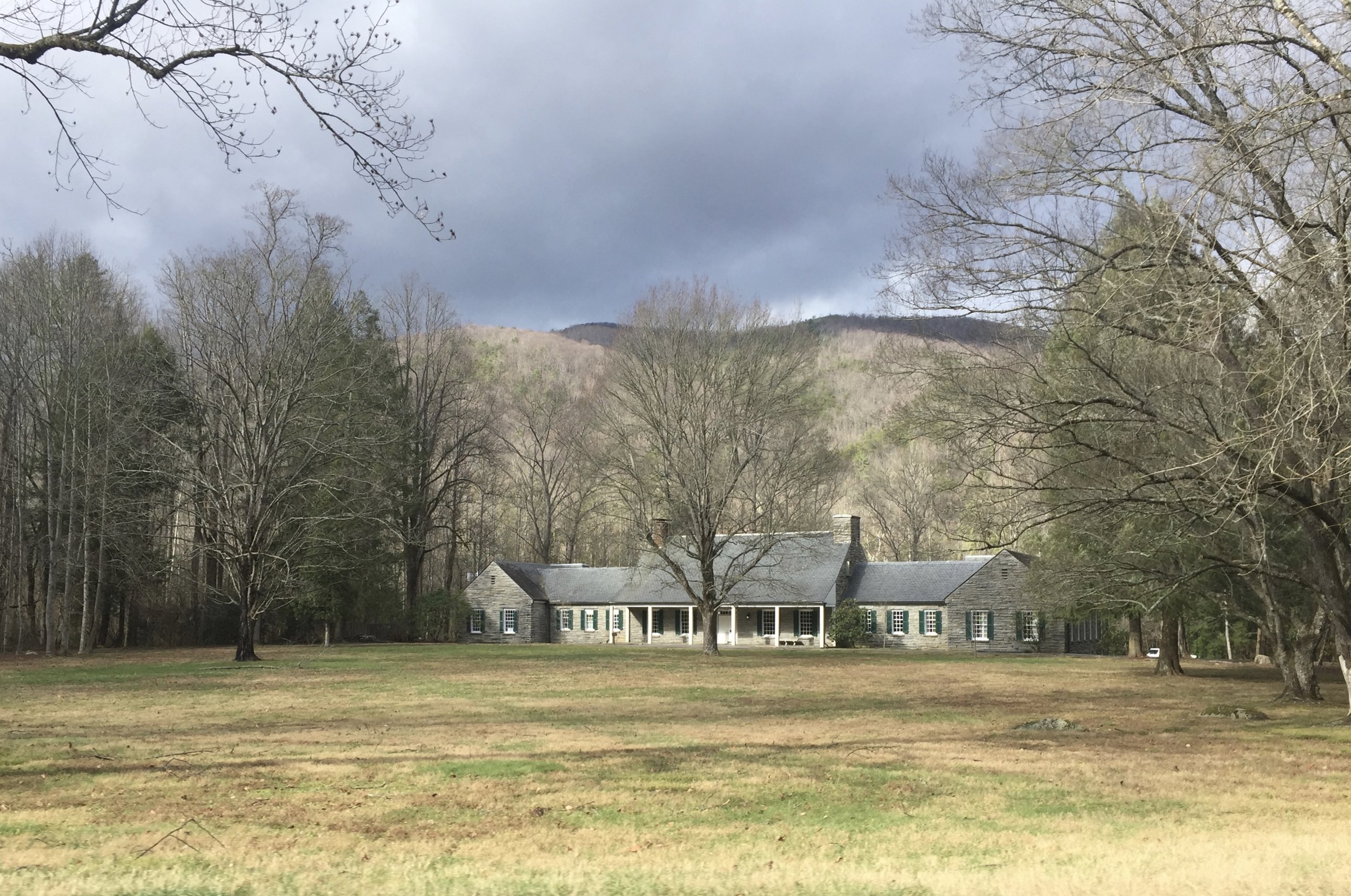 An old homestead is now part of park headquarters in the Great Smoky Mountains National Park 