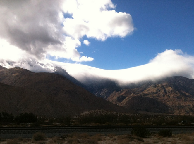 Winter storm cresting the San Jacinto Mountains.