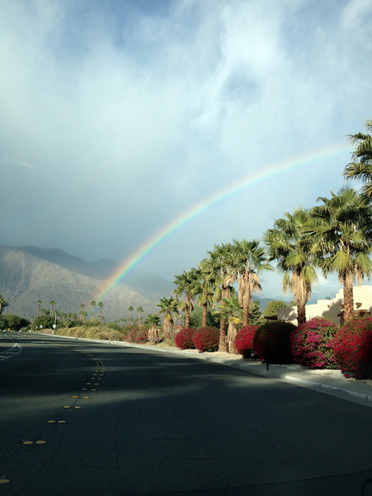Winter rainbow over Palm Springs.