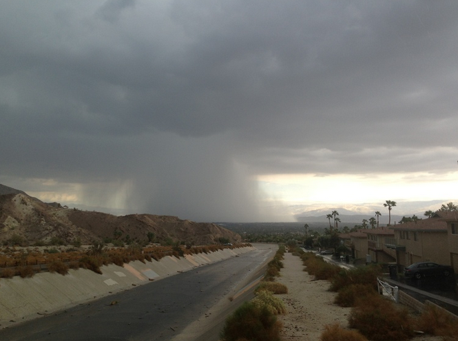 Late afternoon thunderstorms dumping flooding rains over Rancho Mirage.