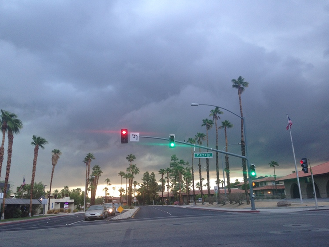 Early morning summer monsoon looking east from Palm Desert... soon dropped 3-4 inches of rain on parts of the East Valley.