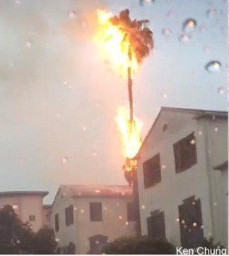 Lightning strike near Koreatown.