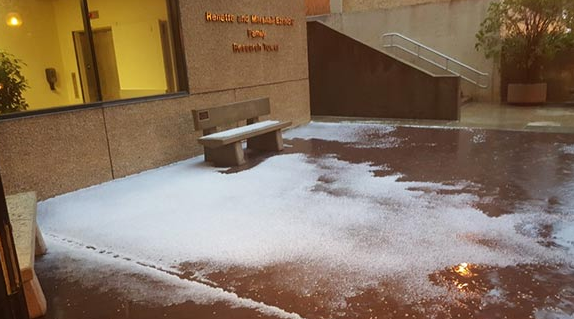 Hail at USC in LA.