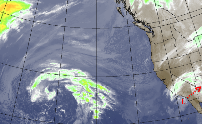 Low pressure over S. Cal will move east Friday night.
