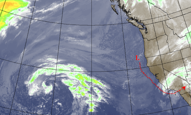 Saturday nights system doesn't look like much on satellite images as of Friday night, but the storm is expected to intensify tonight as it heads south. the system will curve east over our area and move out early Sunday morning, dumping more snows in the mountains and rains in the lower elevations.