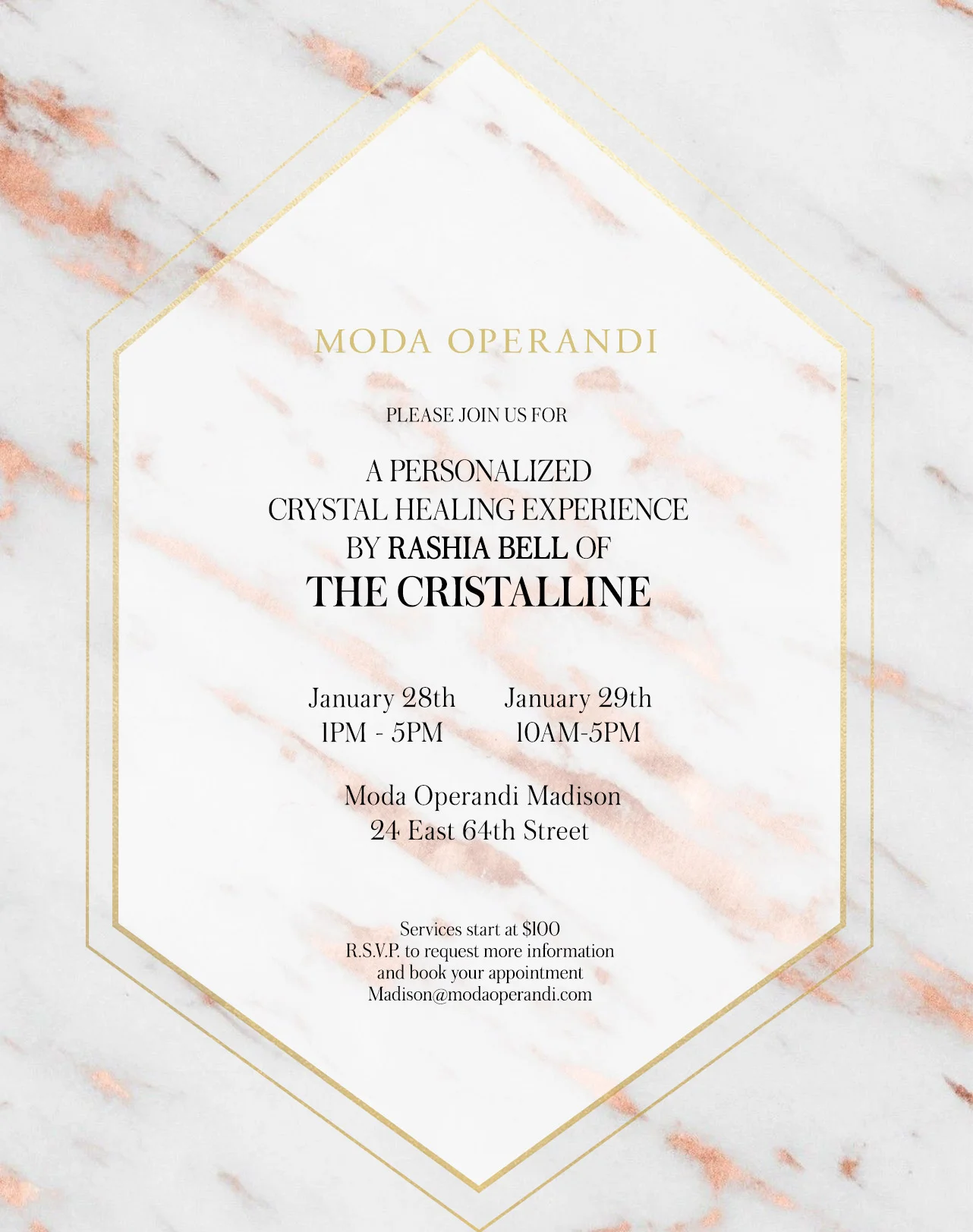 PERSONALIZED CRYSTAL HEALING SESSIONS AT MODA OPERANDI 