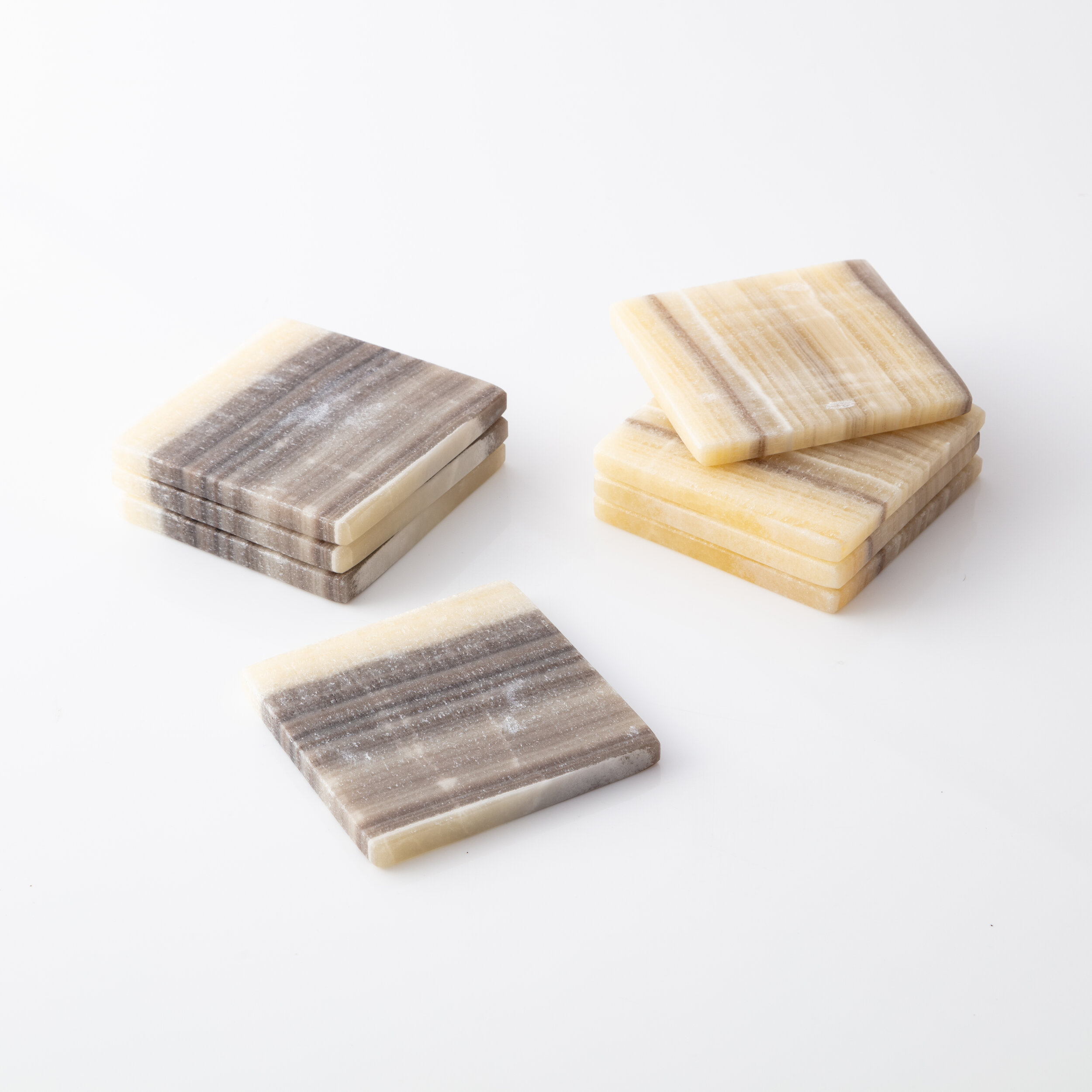 New! Zebra Onyx Coasters  - Light/Dark