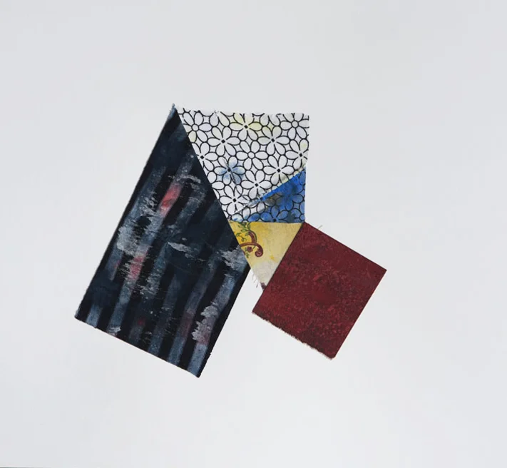 TANGRAM Vl Sandpaper, Dried Pigment and Painting Rags on 3ply Bristol Board 10 X 11" 2017