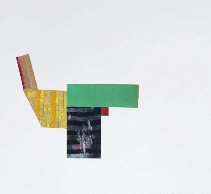 TANGRAM lV Sandpaper, Dried Pigment and Painting Rags on 3ply Bristol Board 10 X 11" 2017