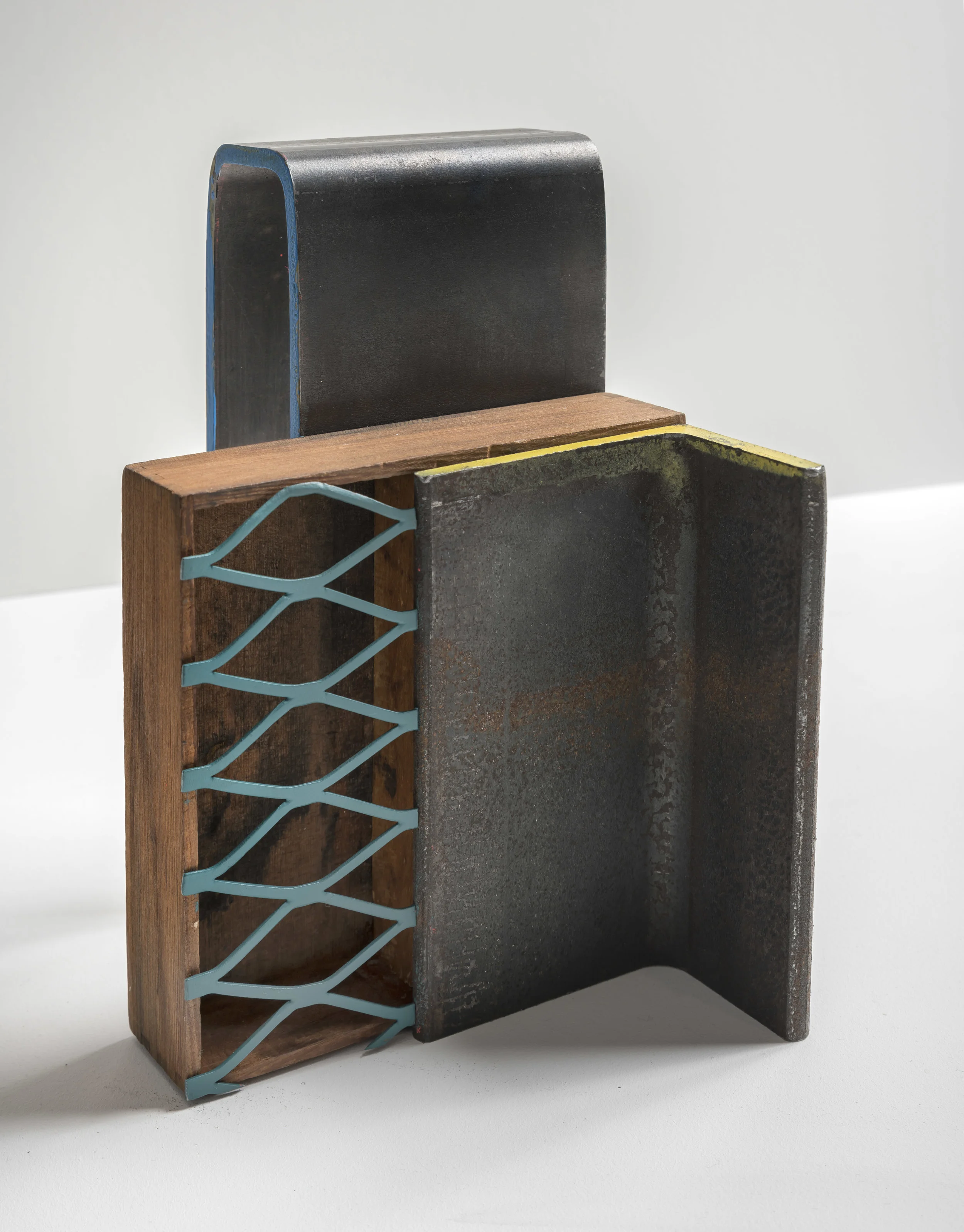 Assemblage ll , 2019 steel, wood, magnet, aerosol paint 5 1/2 x 8 x 5 3/8 inches; 14 x 20.3 x 13.7 centimeters