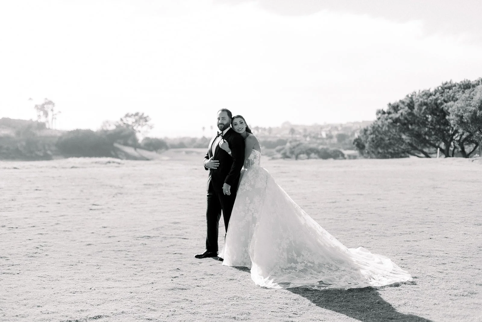 bride and groom portrait at Waldorf monarch beach