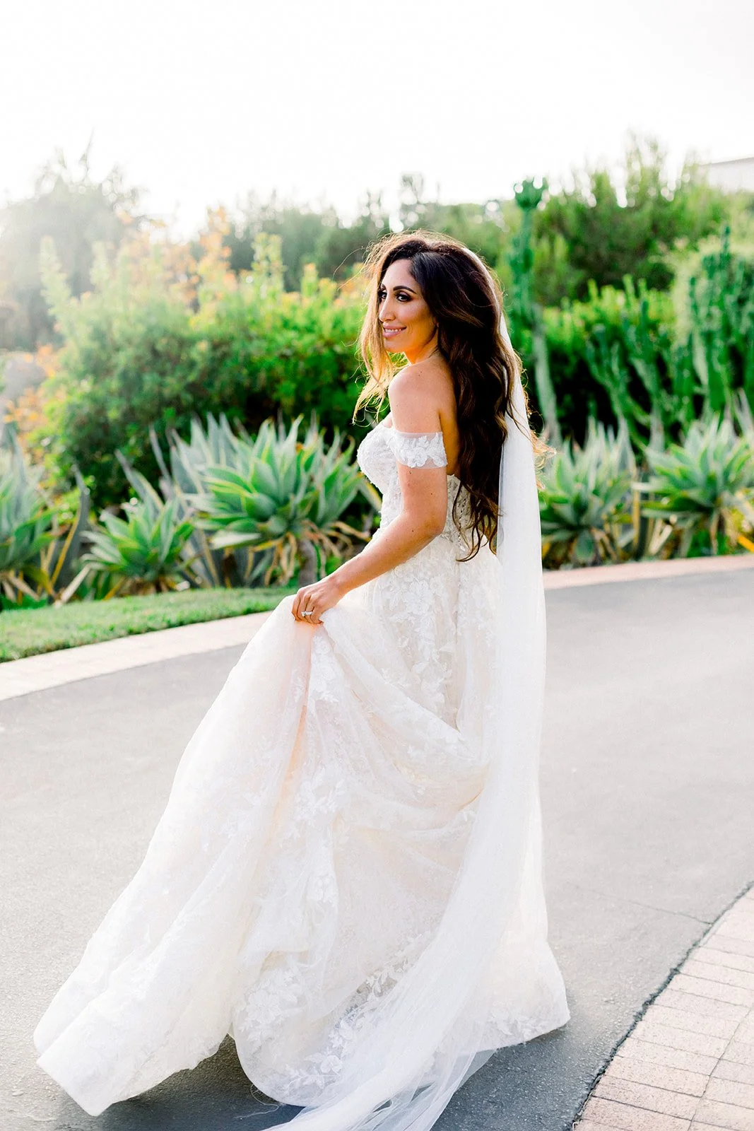Romantic sunset wedding portraits at Terranea Resort overlooking the ocean