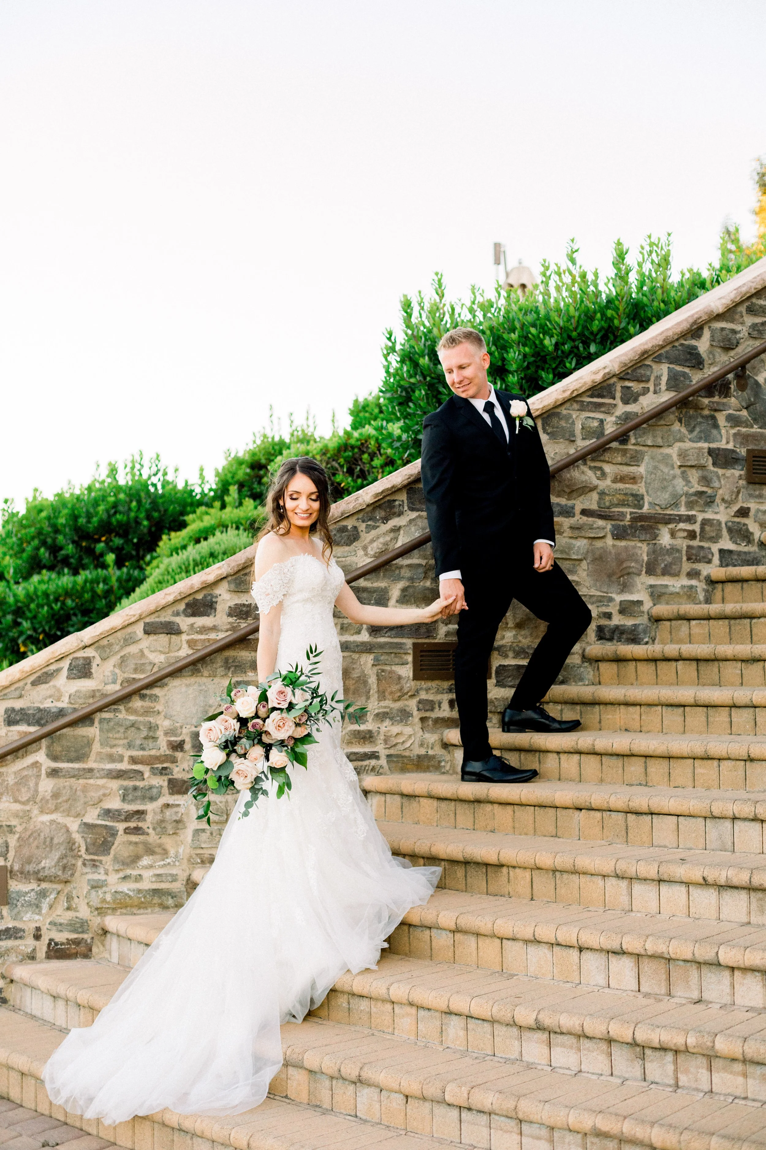 bride and groom portrait at luxury Orange County wedding venue