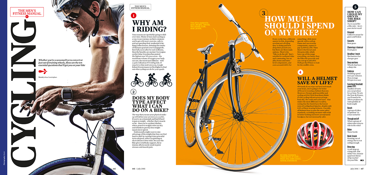 'Men's Fitness Manual - Cycling' written for the July issue of Men's Fitness .