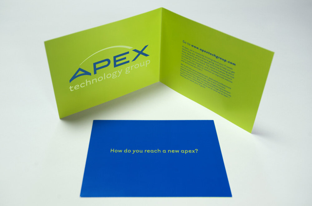   Apex Technology Group: Identity Launch Announcement  • director/designer: Michael Balint • assistant designer: Dawn Vietro 