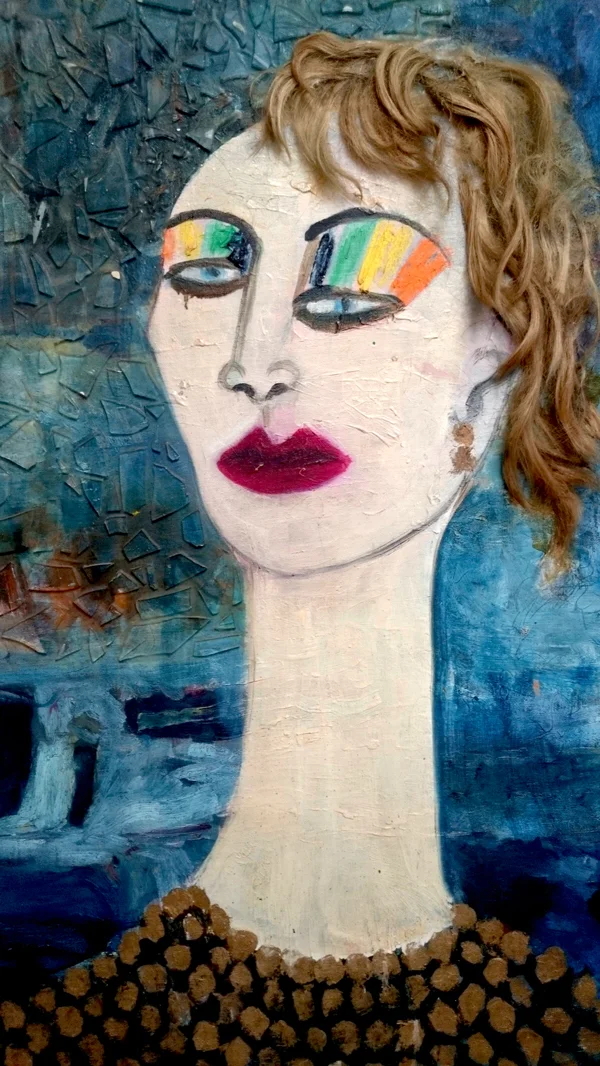 Fleur. Oil, glass, human hair.