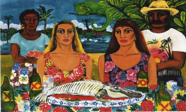 Sliced Iguana. oil on canvas 60" x 96"