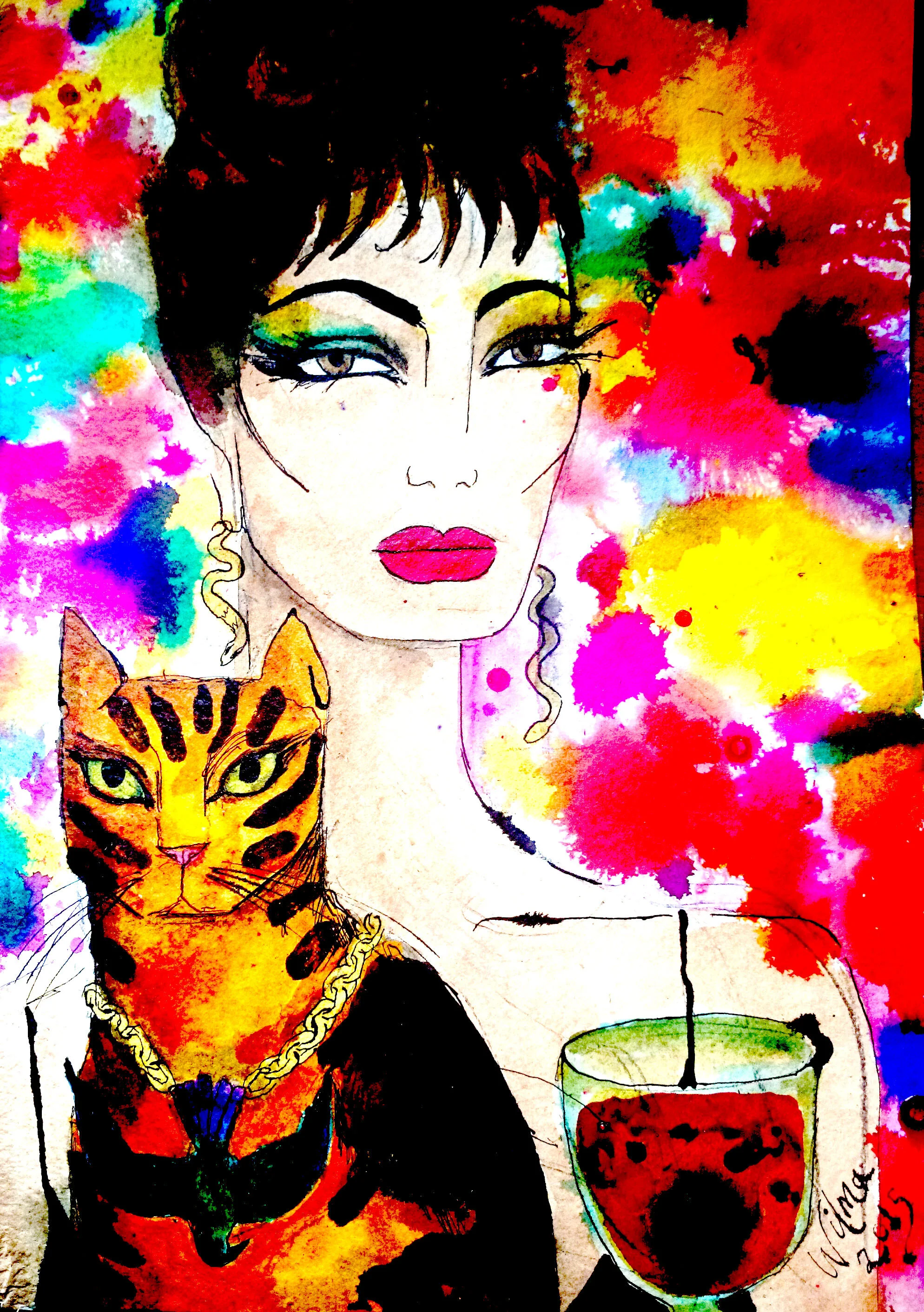 Holly and Cat with inkdrops.jpg