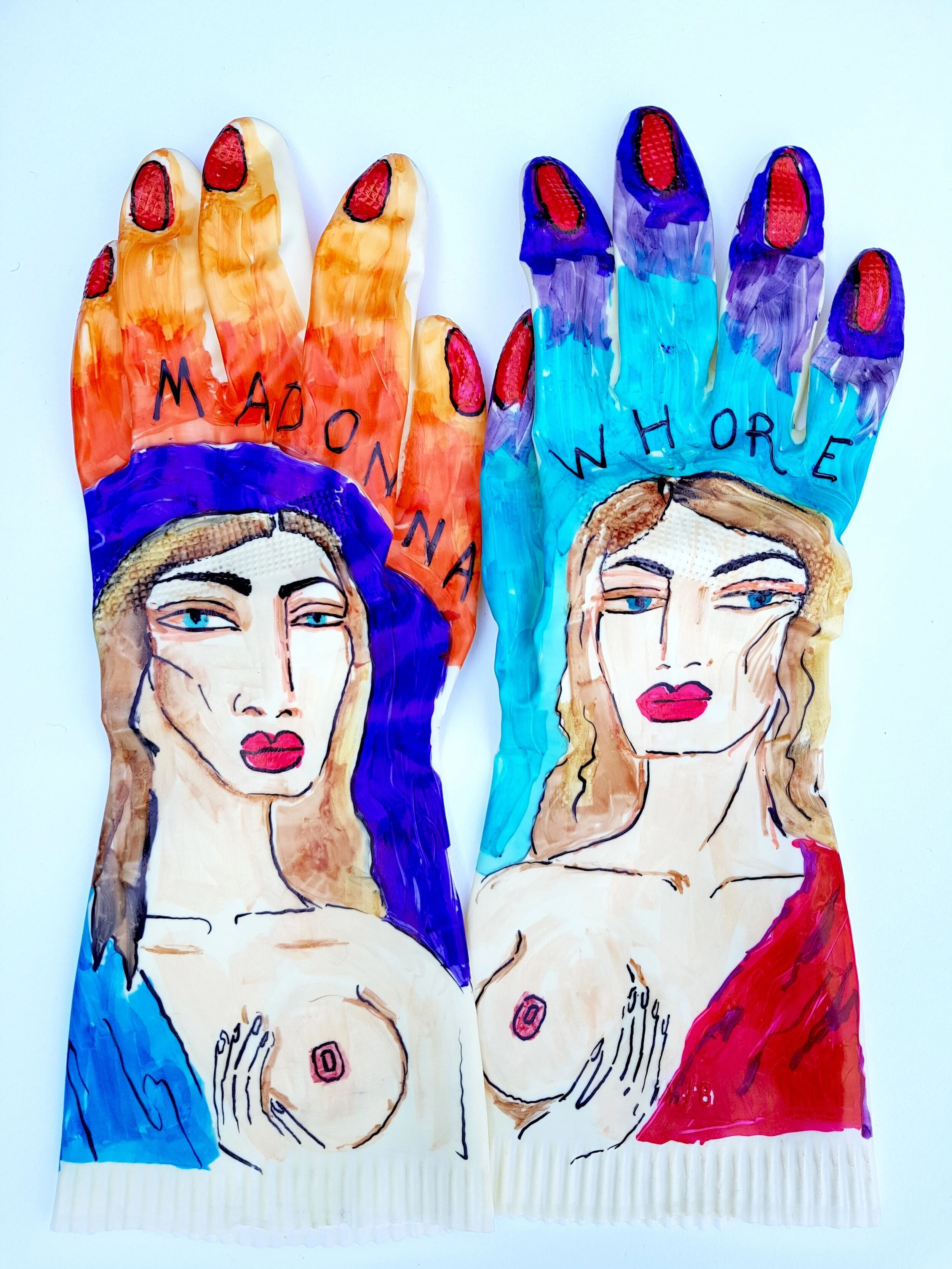 Madonna+Whore.+Wilma+Johnson.+Hand+painted+one+off+rubber+gloves..jpg