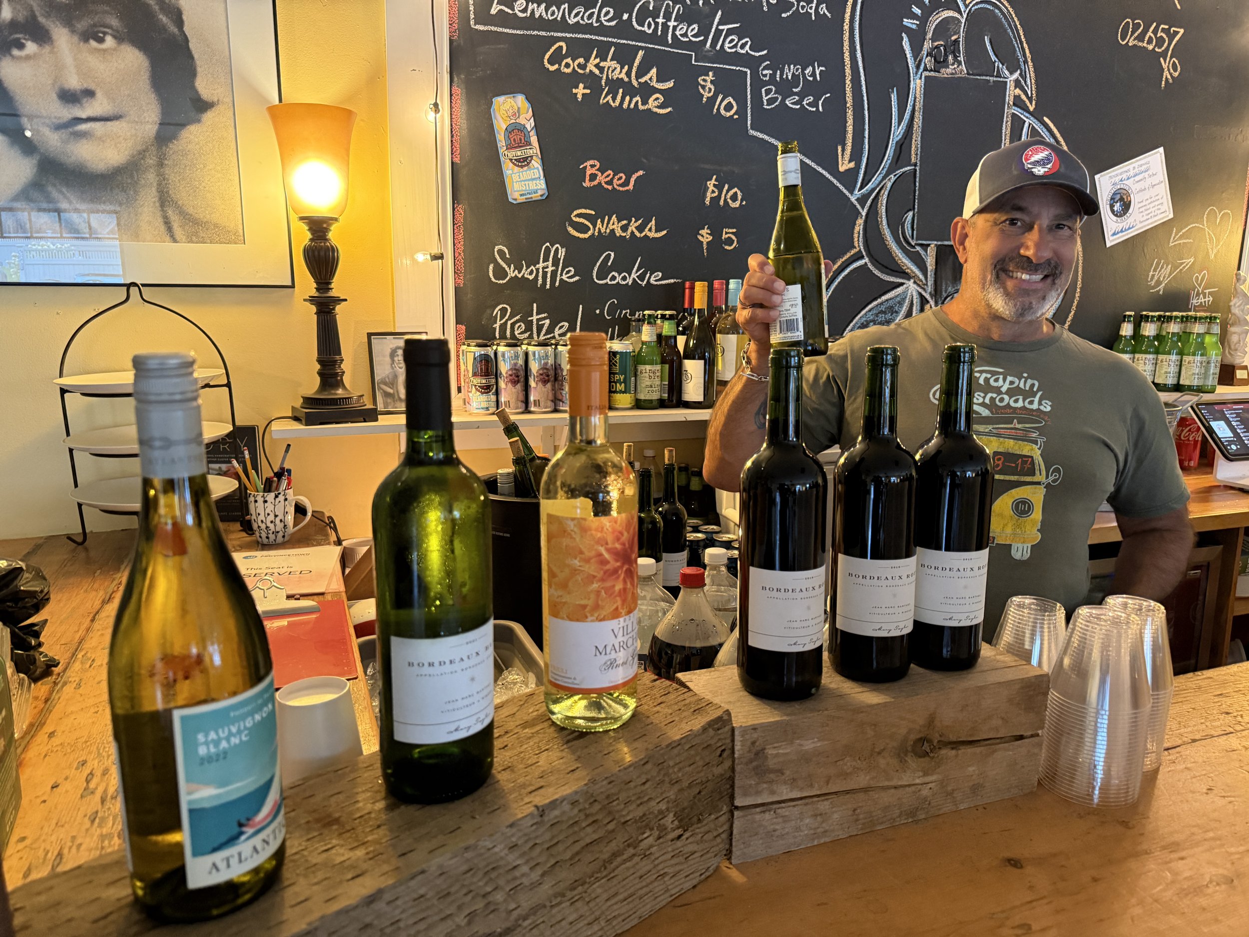 Dave helps serve beverages donated by Yardarm Liquors