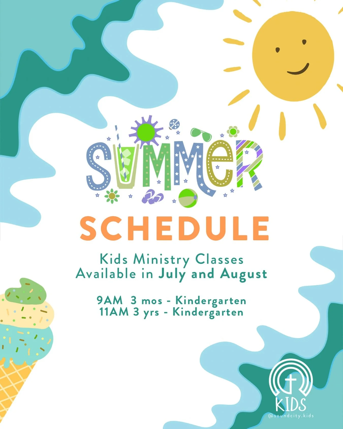 Summer schedule reminder ☀️
We can't wait to see everyone back for Move Up Sunday on September 7th!

#soundcitybiblechurch #kidsministry #soundcitykids
