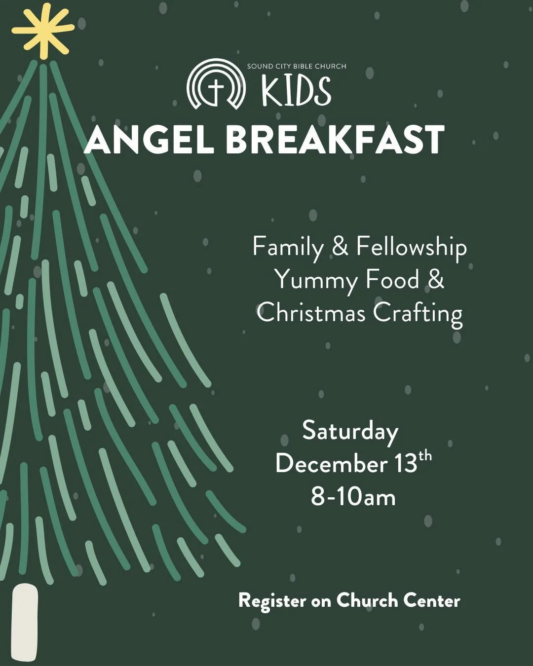 Angel Breakfast is a new Kids Ministry event this year aiming to bring the people of Sound City together as a family for yummy food and Christmas crafts. Join us on Saturday 12/13 from 8-10am for this fun event. We also need some volunteers to flip p