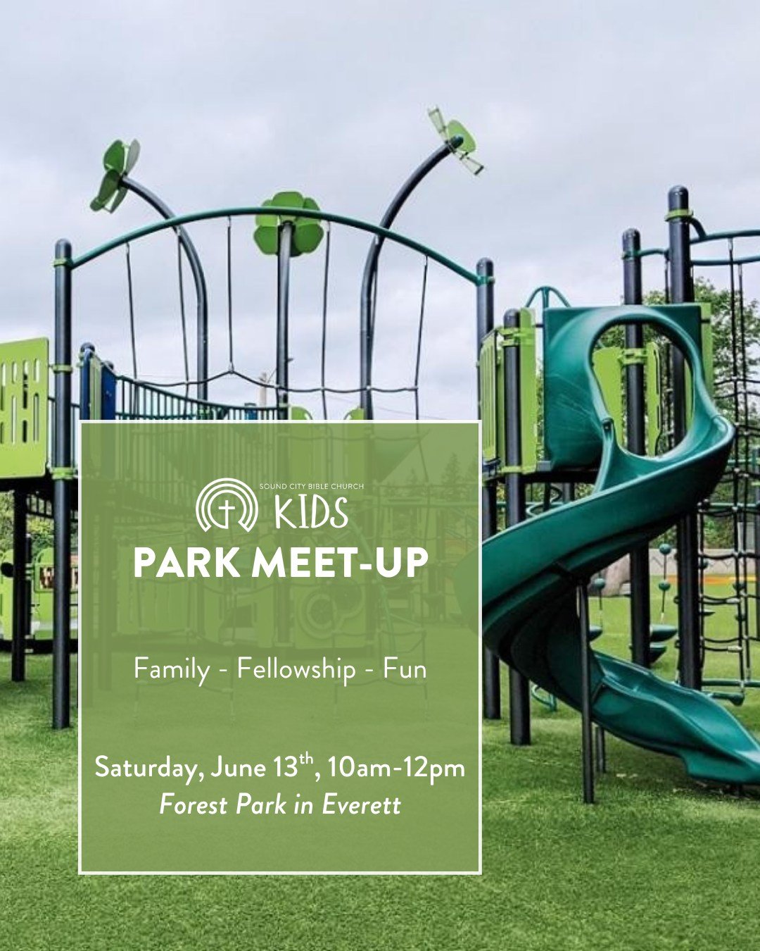 Join us for an informal park playdate for kids of all ages! We're inviting Sound City families to gather for a time of fellowship and sunshine at Forest Park in Everett. Bring your own lunch if you'd like to stay to share a meal after playtime. Feel 