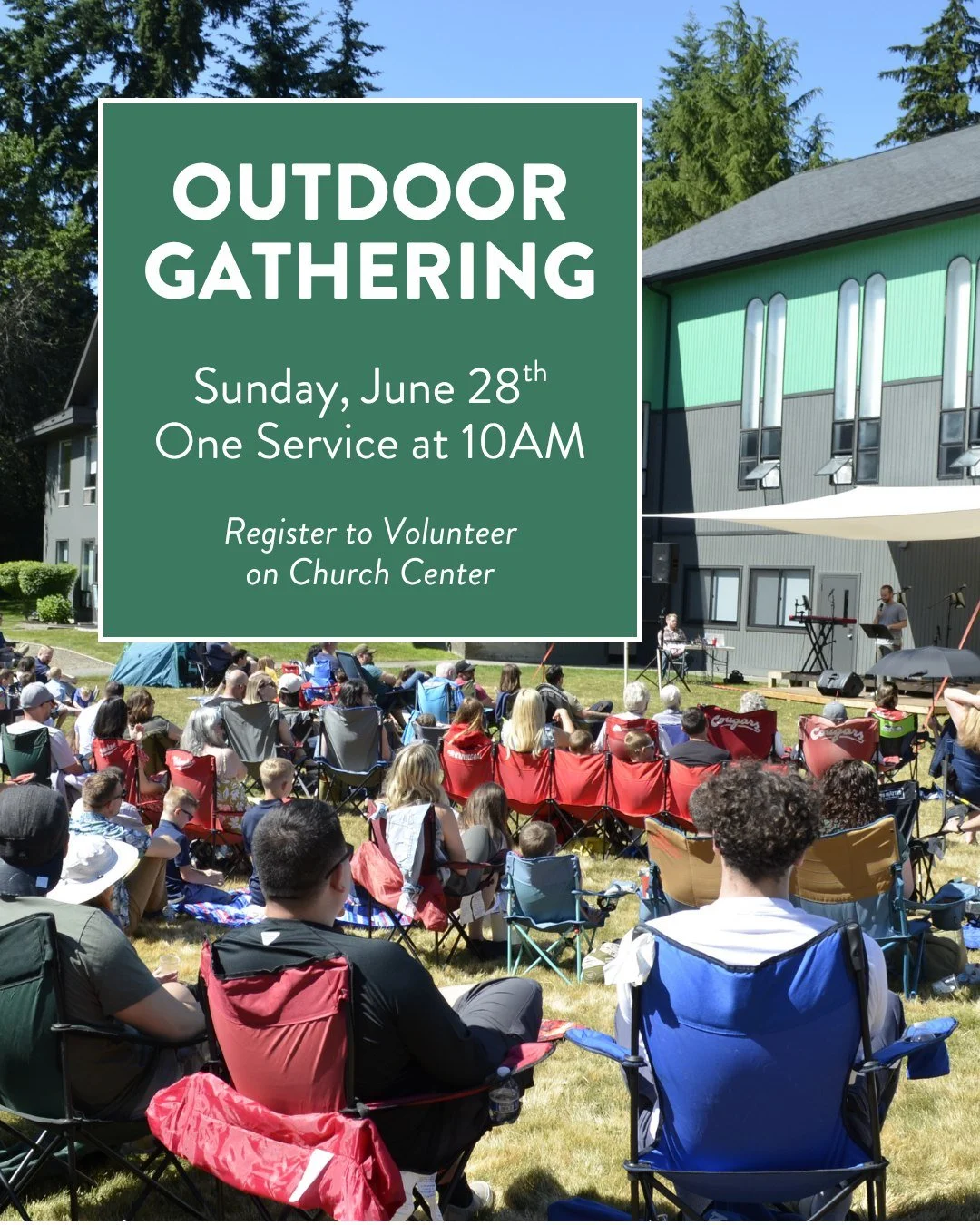 Join us at the end of the month for our annual Outdoor Gathering. One service at 10am, out on the back lawn. Plan to bring a chair, blanket, tent or umbrella. We also need lots of extra volunteers to make this event a fun event for everyone. Sign up 