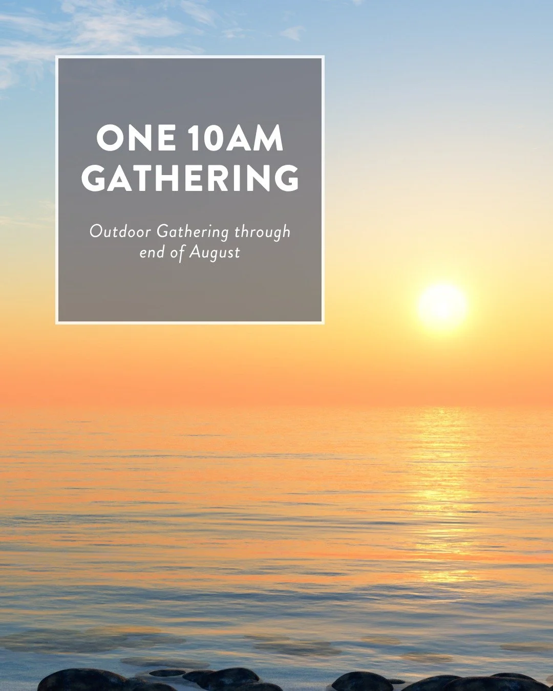 During the months of July &amp; August, we'll be moving to one Sunday gathering at 10am. We're excited for this opportunity to worship all together as one body and get to know our family from another service time. During this time, Kids Ministry clas