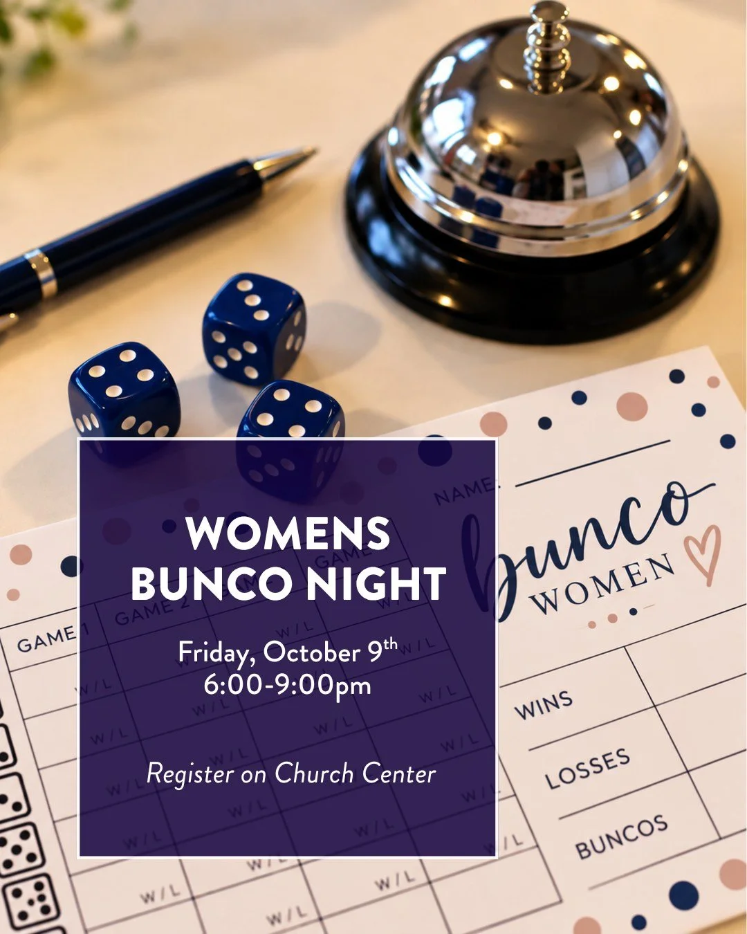Calling all Sound City Women! Bunco Night is just a few weeks away, and you won't want to miss this fun evening of friendly competition, prizes, and fellowship. Join us Friday, October 9th. Register on Church Center and plan to bring a treat or snack