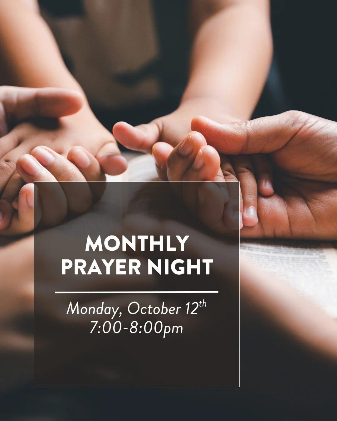 Join us this coming Monday at 7pm as we gather together to pray for our church, our families, and our community. If you'd like to submit a prayer request, go to scbc.do/prayer

"Do not be anxious about anything, but in everything by prayer and s