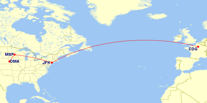 OMA - MSP - JFK - CDG