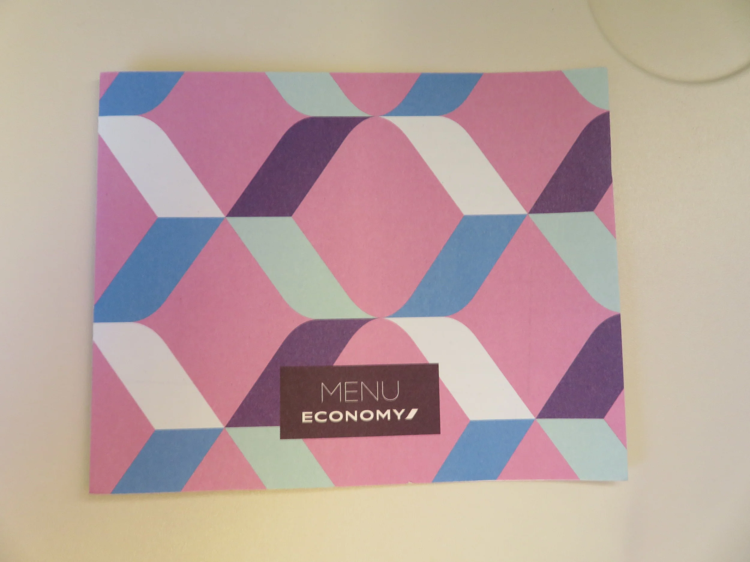 Air France economy dinner menu