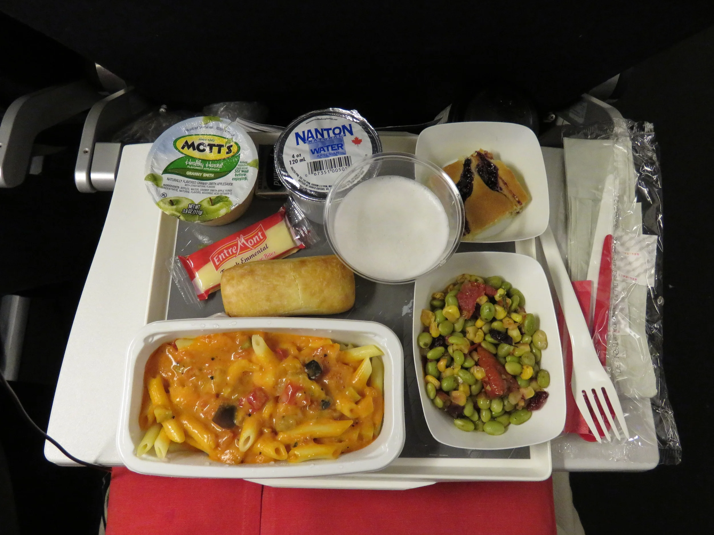Air France's pennine pasta with rosee sauce