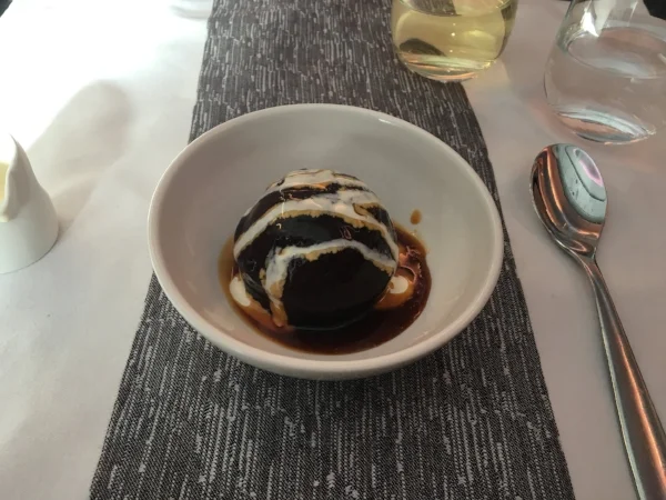 Warm chocolate salted caramel pudding