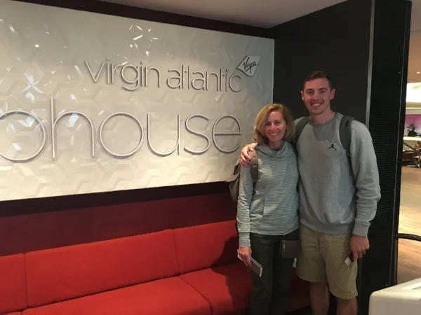 My Mom and I outside the Virgin Atlantic Clubhouse